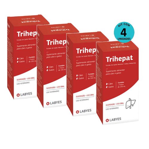 Kit 4 Suplemento Alimentar Trihepat Cães e Gatos 100mL - Labyes